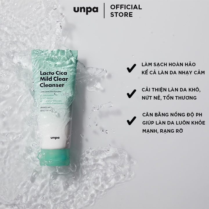 Sữa Rửa Mặt Giúp Làm Sạch Sâu Và Cải Thiện Da Mụn Unpa Lacto Cica Mild Clear Cleanser 150ml