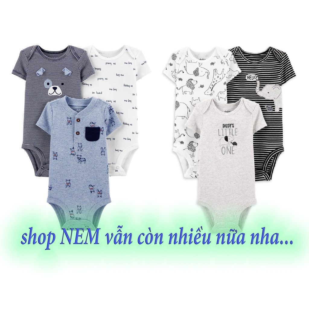 CHỌN MẪU link 1 SET 3 body chip bé trai cổ tròn/trụ (có bán rời) bodysuit cộc tay xuất dư xịn, bộ áo liền quần shop NEM