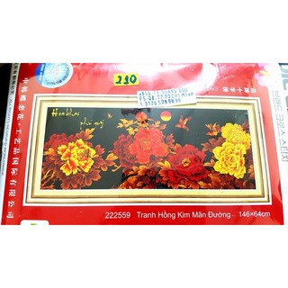 Tranh thêu HOA MẪU ĐƠN KIM SẮC (hoa khai phú quý) chưa thêu- 222559