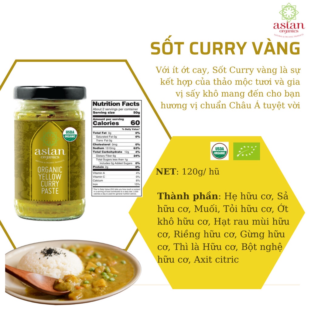 Sốt cà ri vàng hữu cơ 120gr (Naturata - Asian Organics)