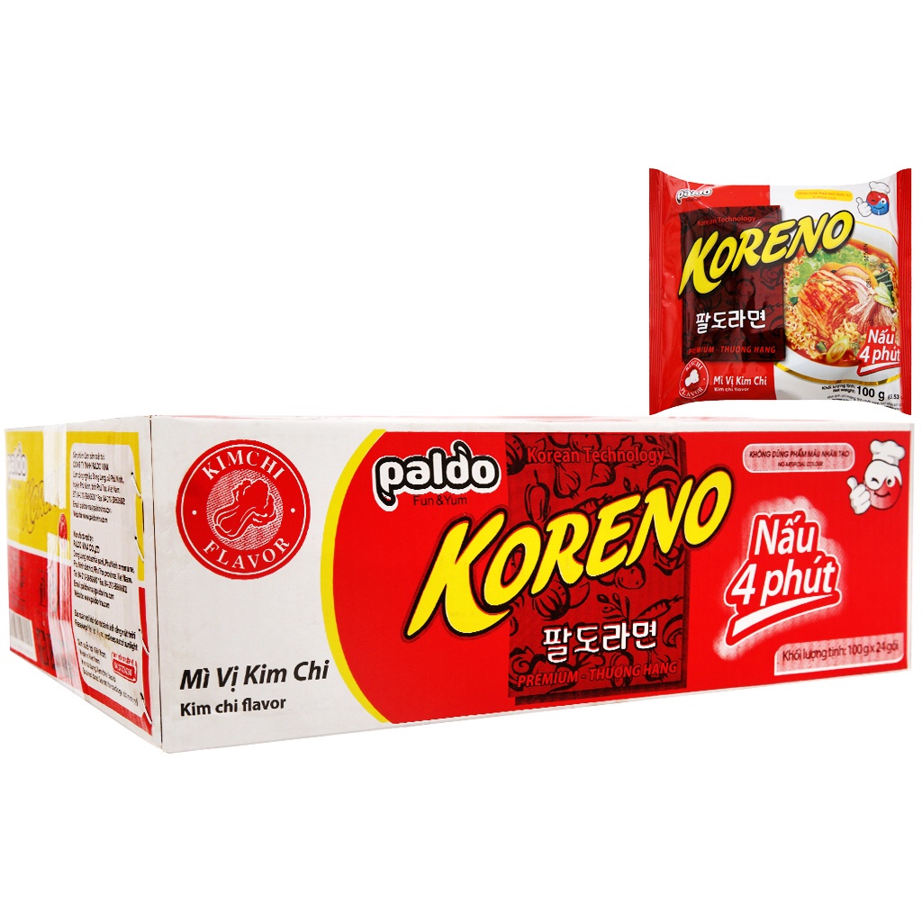 Combo 5 gói mì nấu 4 phút koreno Hàn Quốc, ăn là Ghiền, vị kim chi, đủ 6 vị thơm ngon