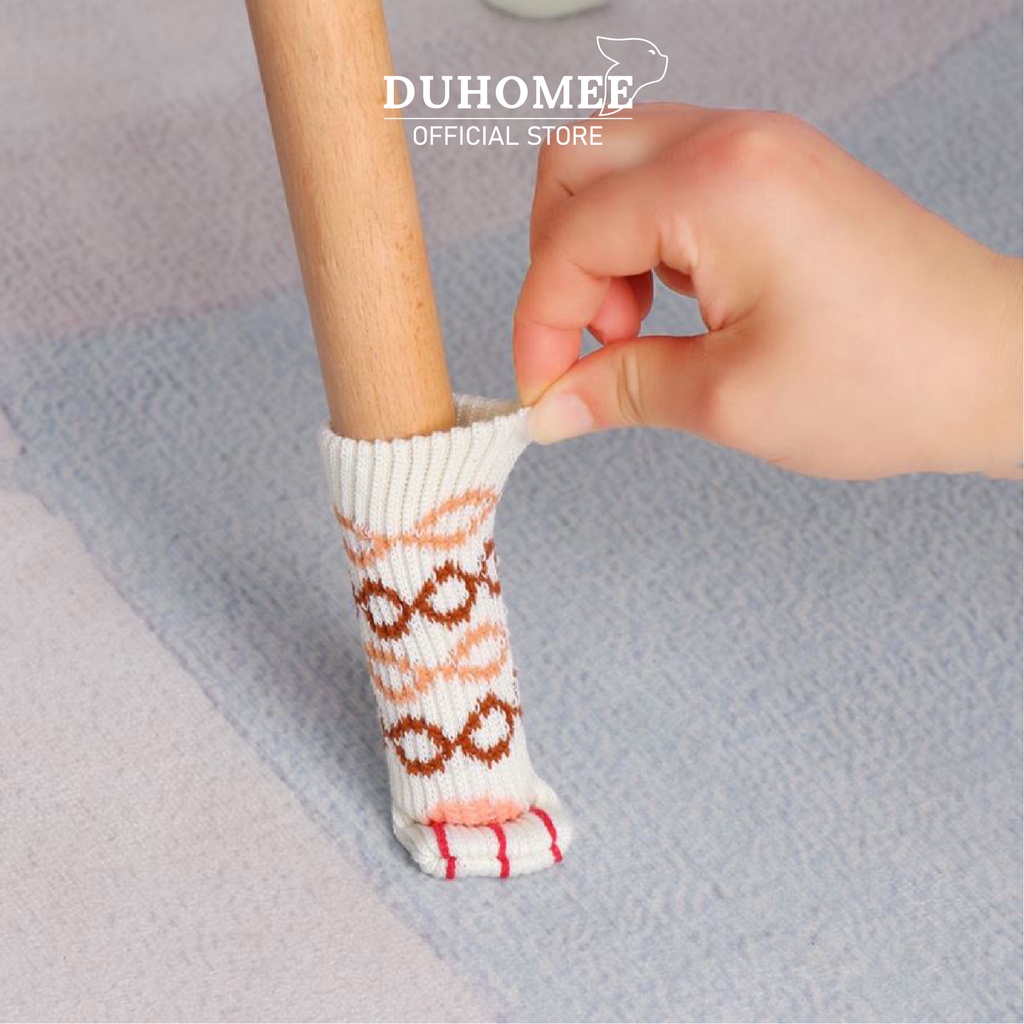 Set 4 tất bọc chân ghế chống trượt chống xước sàn nhà in hình chân mèo dễ thương