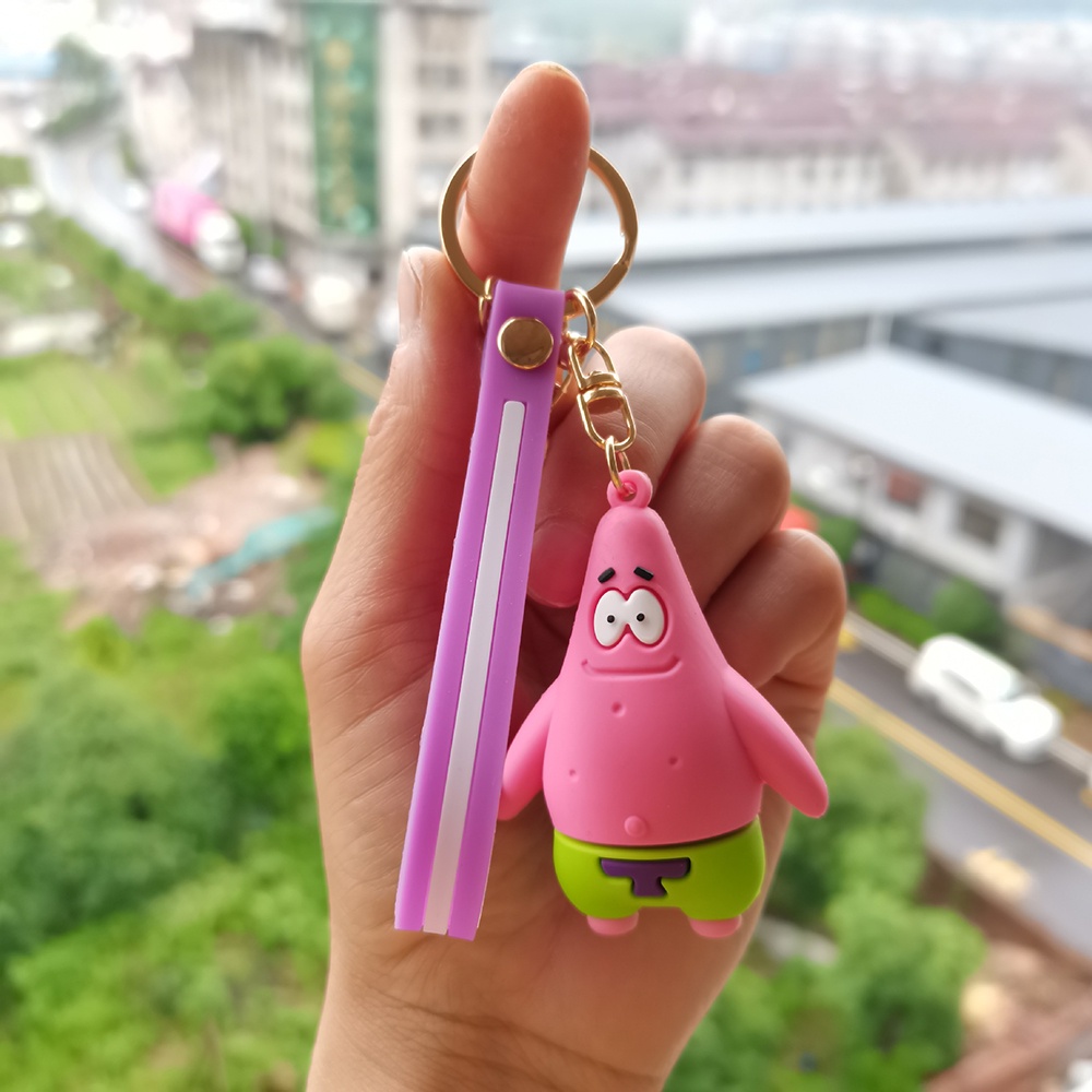 Phụ Kiện Trang Trí Hoạ Tiết Hoạt Hình SpongeBob Dễ Thương Móc Khóa Hình Lều Trại 3D Trang Trí