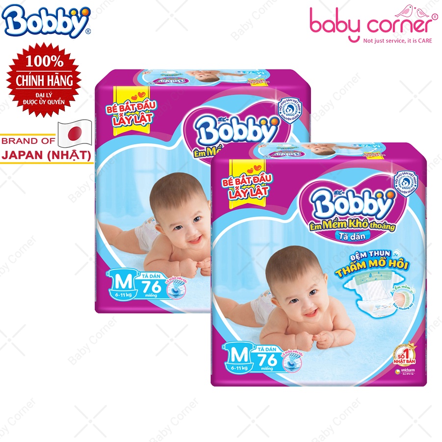 [Combo 2 Gói] Tã Dán/ Tã Quần Siêu Thấm Bobby Newborn, S56, M76, L68, XL62, XXL56