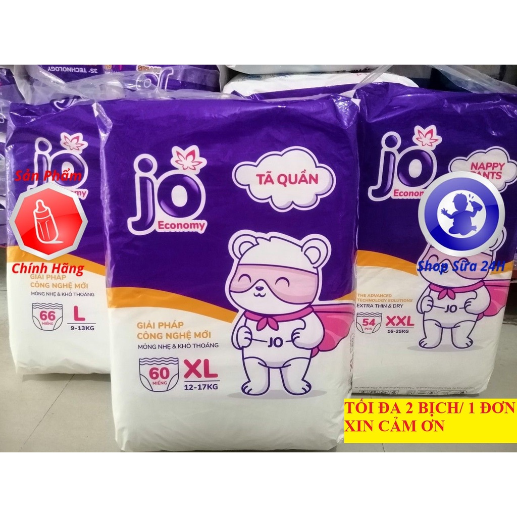 Bỉm/ Tã Quần JO ECONOMY Mẫu Mới Size M72/L66/XL60/XXL54