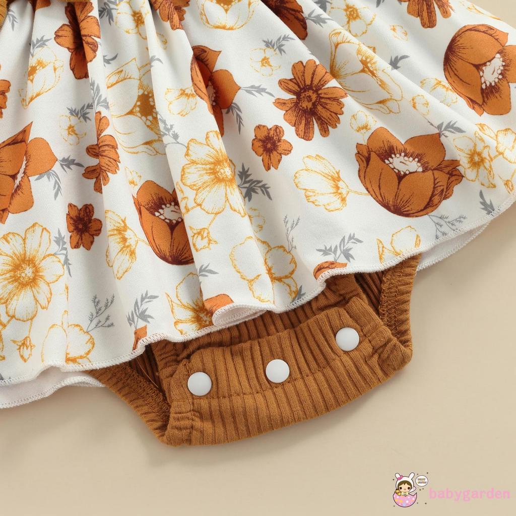 Bộ áo liền quần tay bèo in họa tiết và băng đô thời trang mùa hè xinh xắn dành cho bé gái