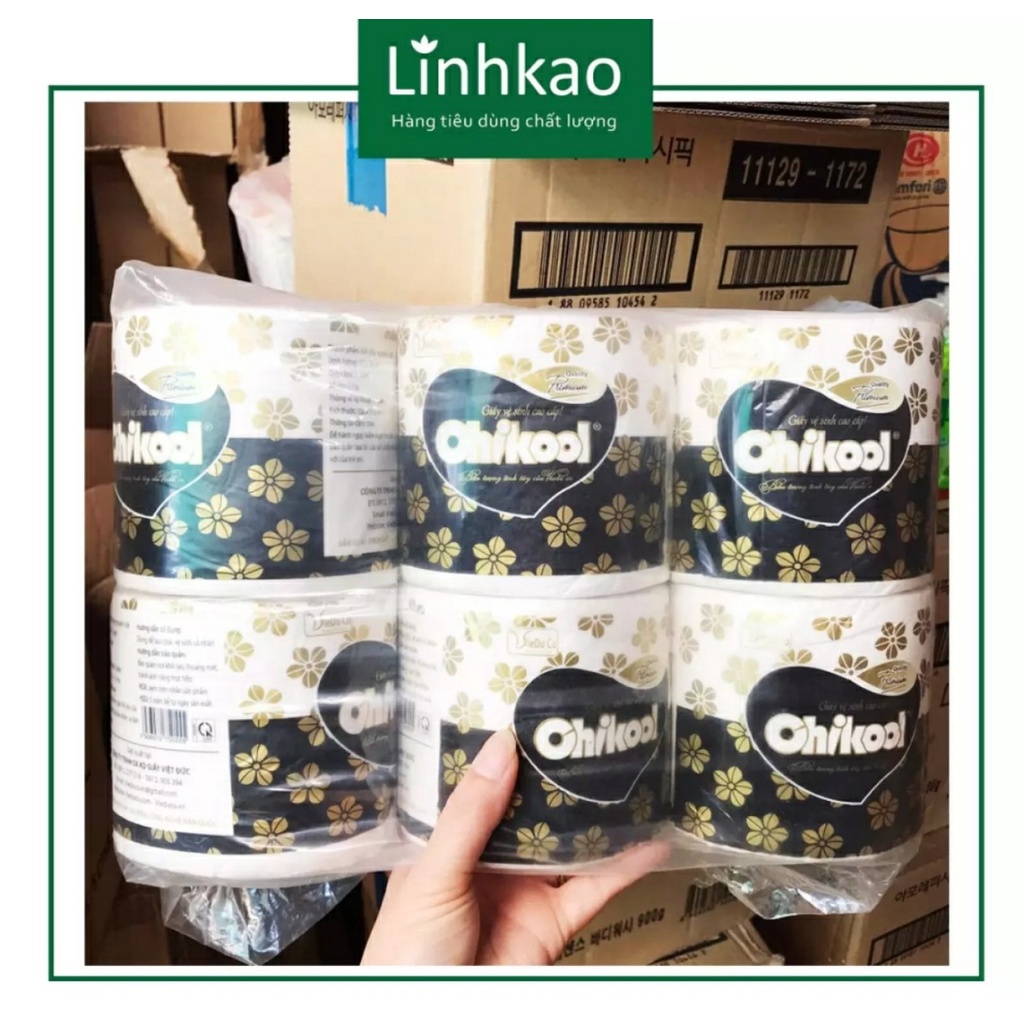 ( HCM) Lốc 6 cuộn khăn giấy cao cấp Chikool dày mịn dai [4 lớp]