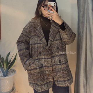 áo khoác dạ blazer kẻ siêu dày