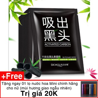 Mặt nạ lột mụn đầu đen mũi chiết xuất than tre hoạt tính tặng kèm 1 lọ nước hoa mini