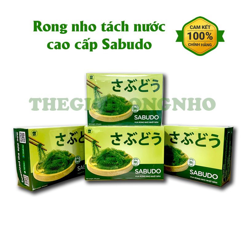 Rong nho Sabudo tách nước và rong nho tách nước Umibudo nở ra rong nho tươi ngon giòn, rong nho tặng kèm sốt mè rang