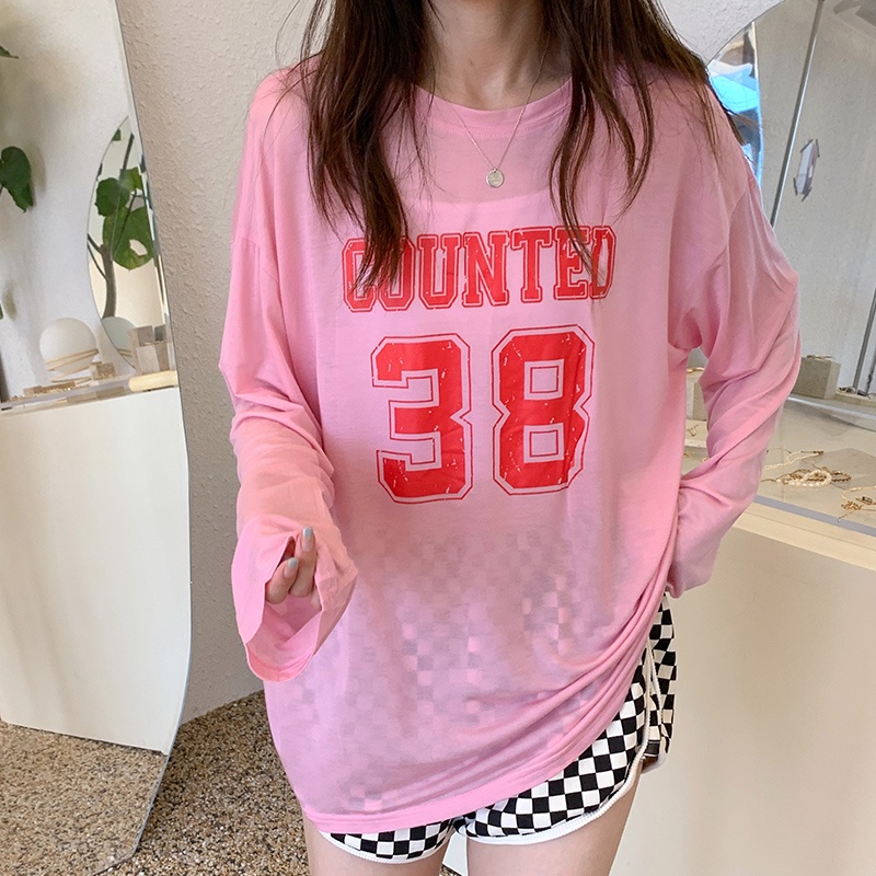 SUXI Áo Thun Tay Dài Cổ Tròn In Chữ Thời Trang Dành Cho Nữ