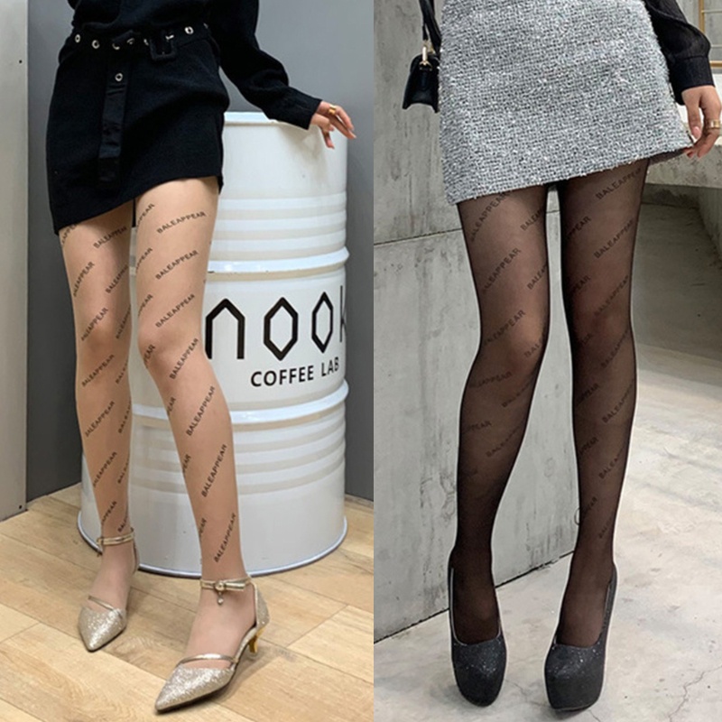 Quần tất siêu mỏng trong suốt phối in chữ thời trang vintage quyến rũ dành cho nữ | BigBuy360 - bigbuy360.vn