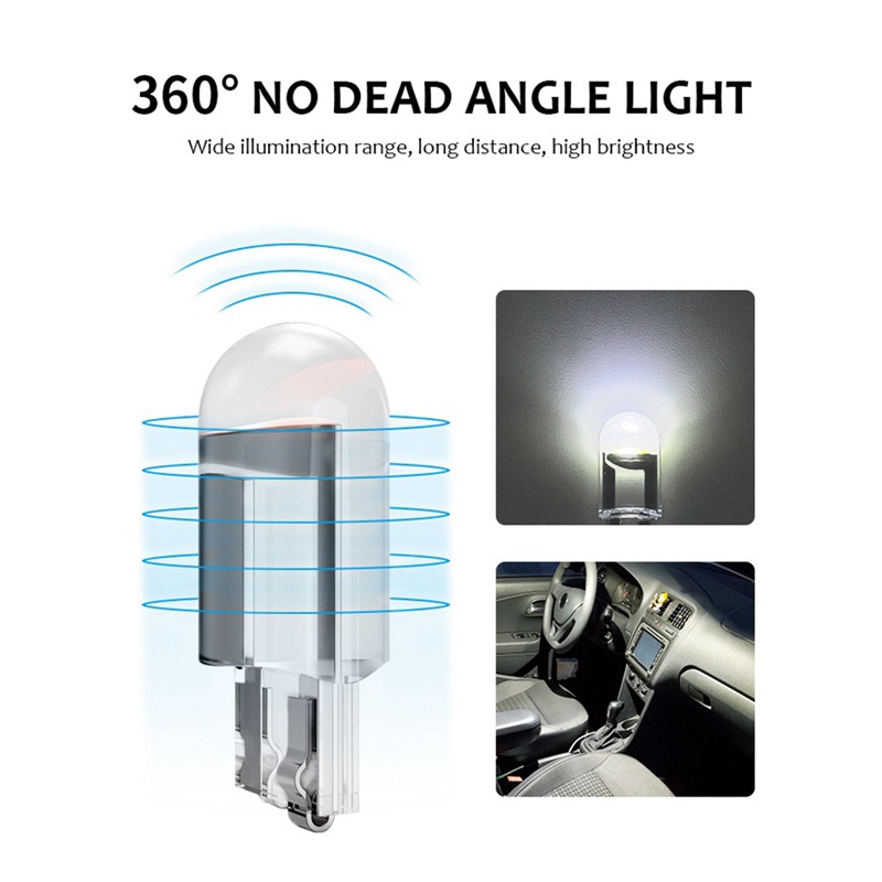 Set 10 Bóng Đèn LED T10 W5W COB 168 194 192 DC 12V Ánh Sáng Trắng Dành Cho Ô Tô