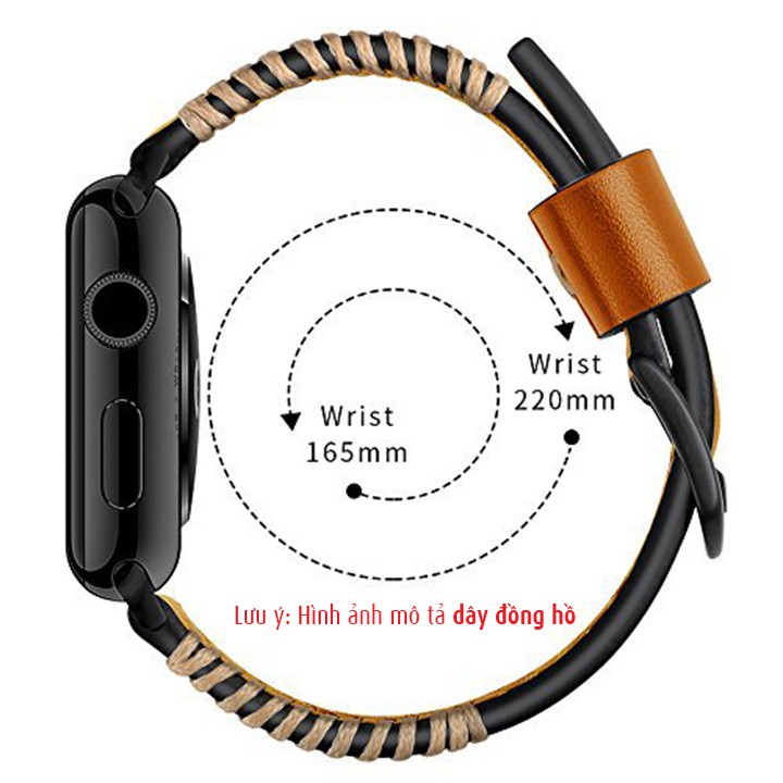 Dây đồng hồ da bò handmade cá tính cho đồng hồ applewatch size 42 - Mã số: D1905