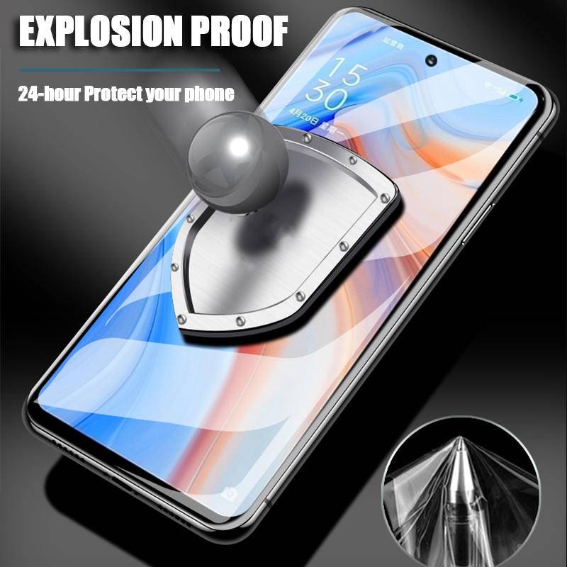 Ốp Điện Thoại Hydrogel Trong Suốt Màu Xanh Dương Cho OPPO Reno 7 5G / 7 Pro / 6 Pro 5G / 5F / 5 Pro 5G / 5 5G / 4 / 4 Pro