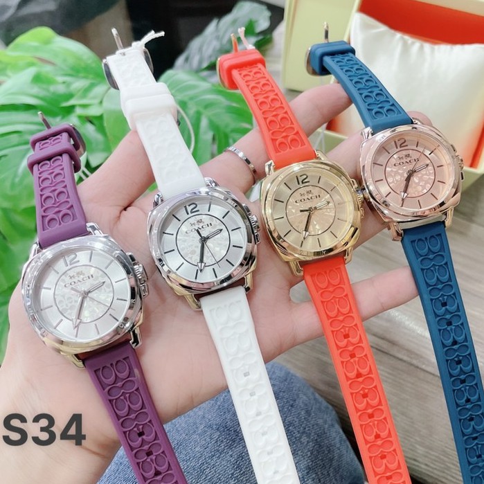 Đồng hồ nữ coach boyfriend 14502091 14502093 14502094 14502095 dây cao su , size 34mm
