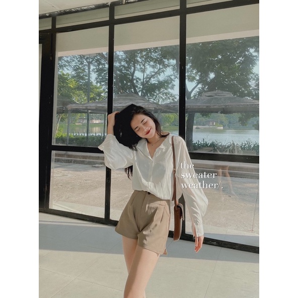 Short vải cạp cao basic ống rộng xẻ bên ( Ảnh thật ) | BigBuy360 - bigbuy360.vn