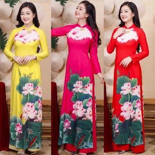 Áo Dài Lụa Hoa Sen Đẹp ANN11720