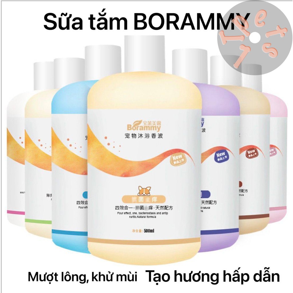 CHÍNH HÃNG!! Sữa tắm cho chó mèo BORAMMY dưỡng chất hoa hồng 500ml