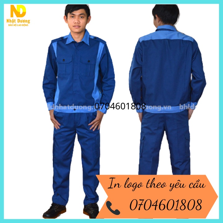 Quần áo lao động, quần túi hộp TB04 màu xanh công nhân