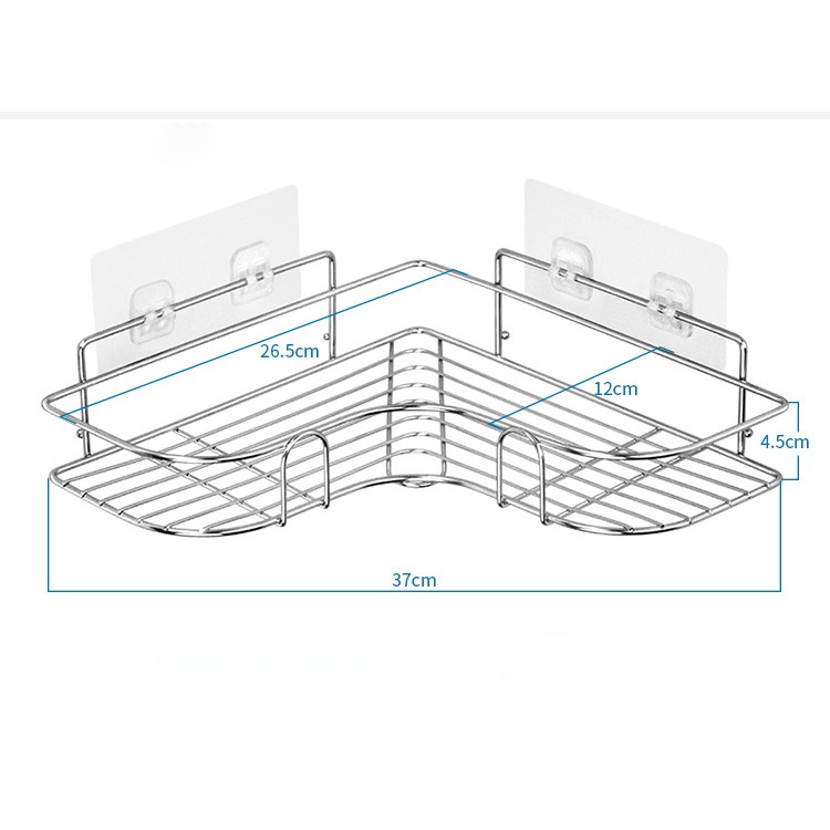 Kệ góc dán tường, kệ góc nhà tắm, kệ góc nhà bếp, kệ inox 304 dán tường chịu lực