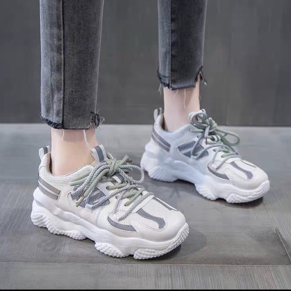 [ Xả kho giảm 50k] Giày nữ đẹp, giày thể thao sneakers,Độn Đế 5cm, tăng chiều cao màu Be,Xanh &amp; Đen, mẫu  hot trend 2021