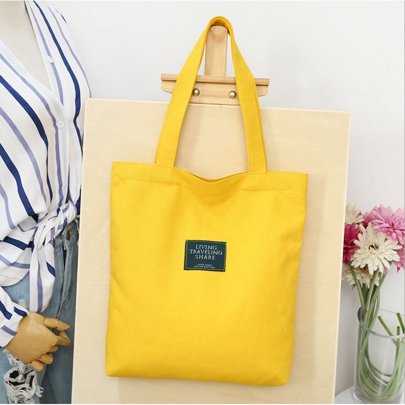 FREESHIP 50K_[HCM] Túi vải CANVAS tote nữ trơn size 35cm vừa tập vở tài liệu a4, vừa khoảng 3 bộ đồ T7322