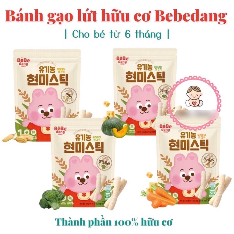 Bánh gạo lứt ăn dặm hữu cơ Bebedang Hàn Quốc cho bé từ 6 tháng