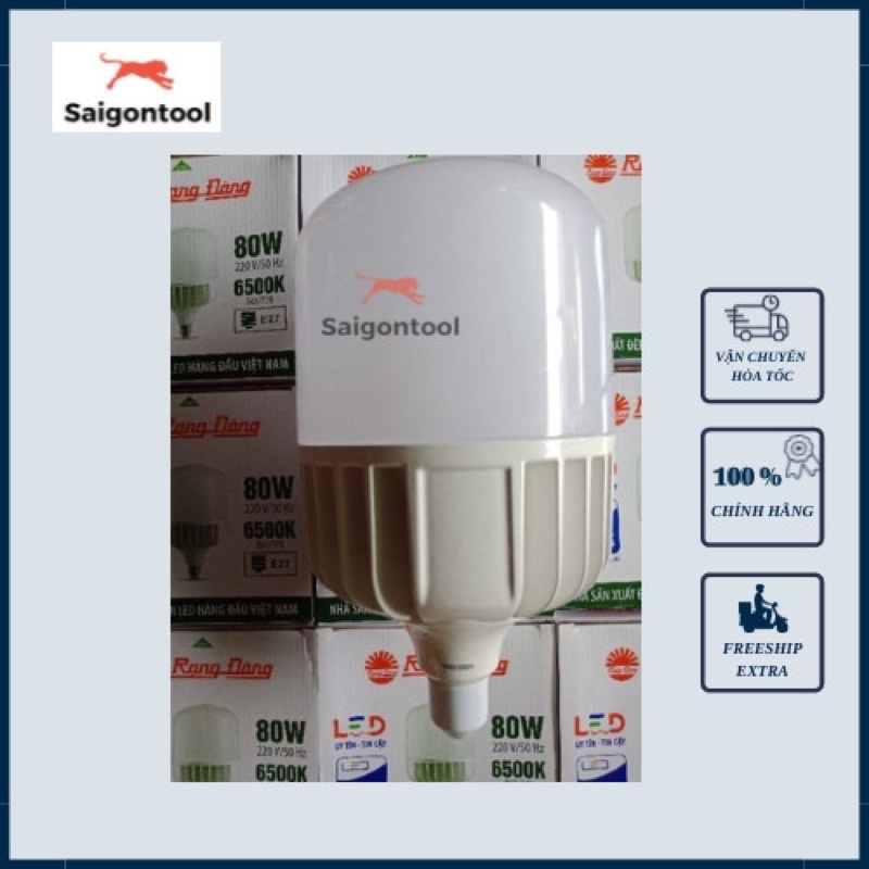 Bóng đèn LED Trụ 80w Rạng Đông Thân Nhôm - gồm 2 màu trắng và vàng - hàng chính hãng
