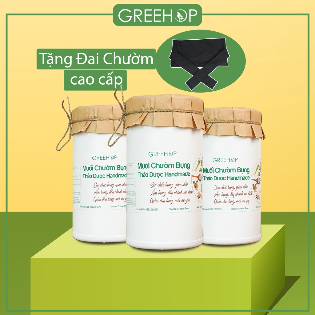 Muối chườm bụng giảm eo, giảm mỡ bụng Tặng kèm đai muối chườm GREEHOP (handmade)