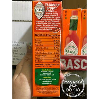 Sốt ớt đỏ Tabasco 60ml ( SỐT TIÊU ĐỎ)