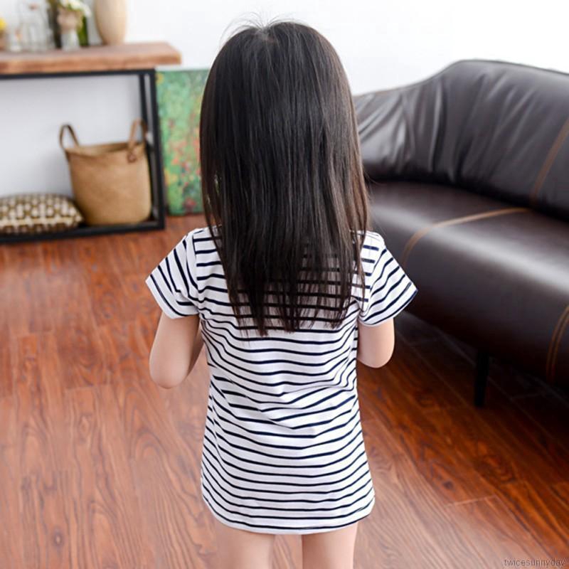 Đầm Denim Ngắn Tay In Hình Chuột Mickey Dễ Thương Cho Bé Gái