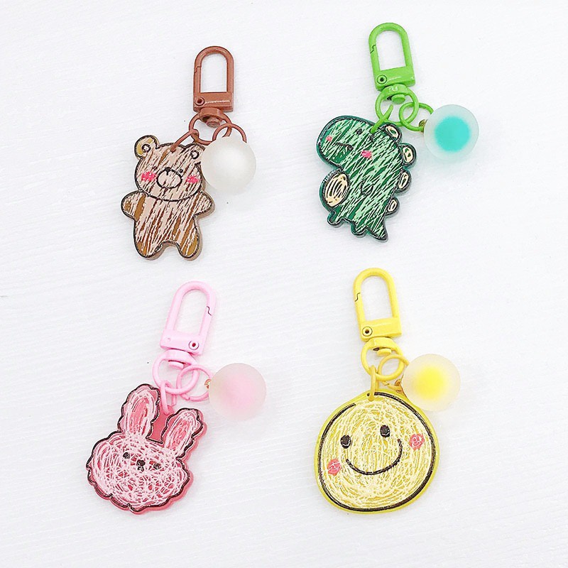 Móc Khóa Hình Gấu / Thỏ Nhiều Màu Dễ Thương