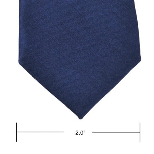 Polyester Narrow Neck Tie Skinny Solid Dark Blue Thin Necktie for Men (2" Max Width)