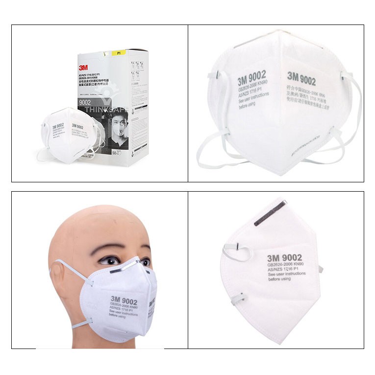 Khẩu trang vải kháng khuẩn 3M Thinksafe, đeo qua đầu, vải kháng khuẩn, màu trắng 4d, đẹp, dùng cho y tế - 3M 9002 - 9502