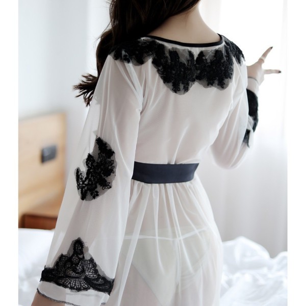 Áo choàng ngủ Tiểu thư 5047 xuyên thấu Quyến rũ + Tặng kèm quần chíp lọt khe | BigBuy360 - bigbuy360.vn