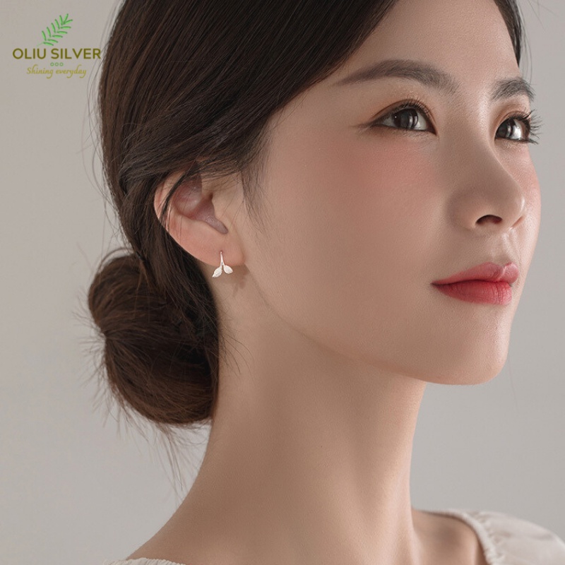 Bông Tai Bạc S925 Chiếc Lá Dạng Móc Không Chốt Xinh Xắn | Khuyên Tai Nữ Trang Sức Bạc Thời Trang