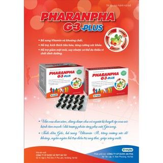 Pharanpha G3 Plus Tăng sức đề kháng, kích thích tiêu hóa, giảm tình trạng suy nhược, mệt mỏi...