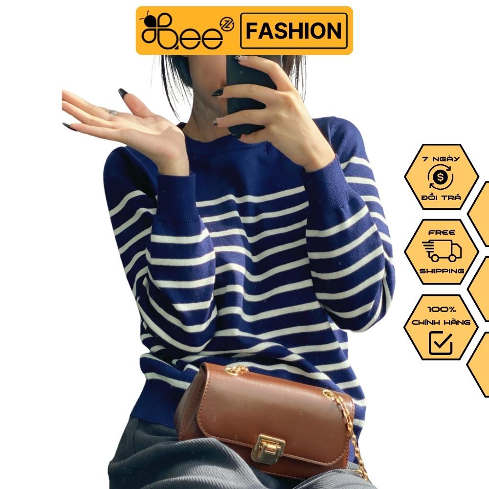 Áo len nữ cổ 3 phân BeeZ họa tiết kẻ ngang chất mềm mịn cao cấp AL22