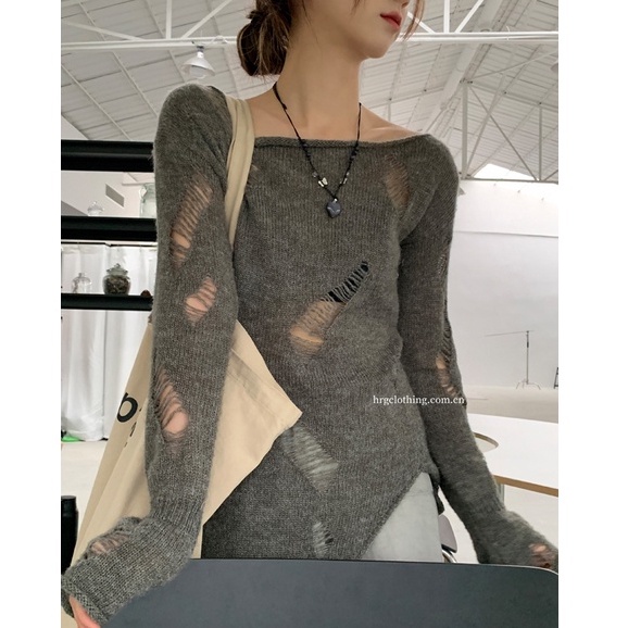 Áo sweater Dệt Kim Thiết Kế Xẻ Quyến Rũ Hợp Thời Trang