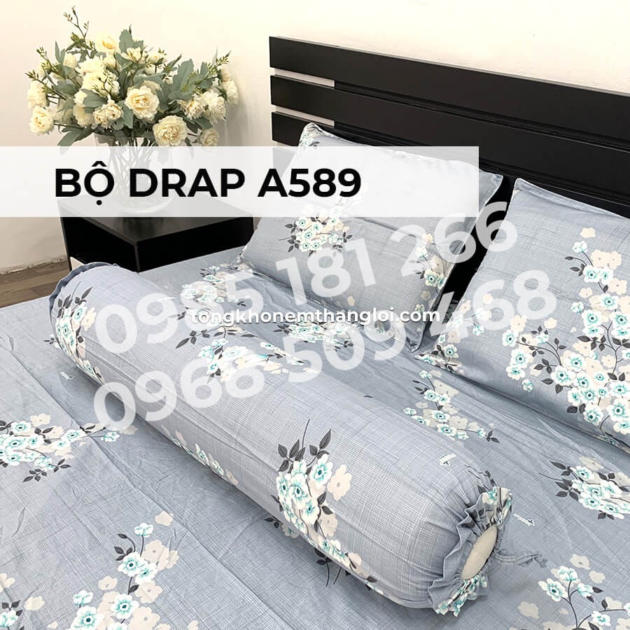 [Ảnh Thật] A589 - Bộ Drap Cotton 4 món Thắng Lợi Chính Hãng (Ga Nệm, Áo Gối)