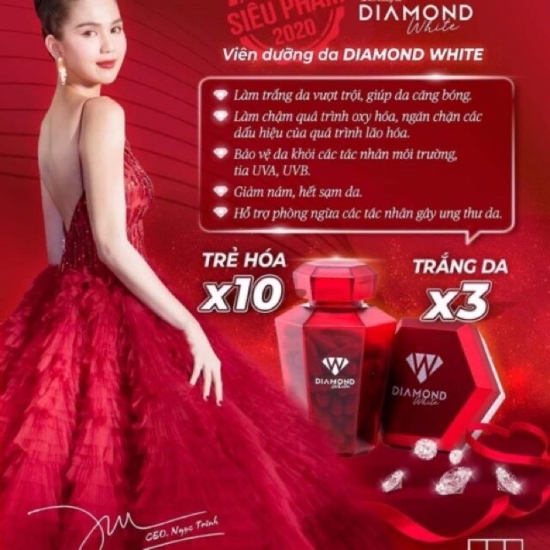 Viên Uống Trắng Da Ngọc Trinh Diamond white Beauty Plus Chính Hãng (MUA 2 TẶNG 1 COLLAGEN)