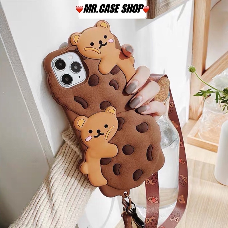 [ CÓ IP 13 ] Ốp lưng gấu nâu dolly su dẻo kèm dây đeo  cho 11/11pm/12/12promax13/13promax- Mr.Case