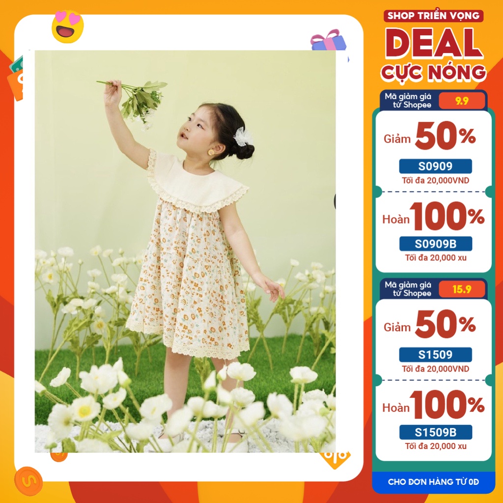 Váy Đầm Sát Nách Cổ Yếm Cho Bé Gái O.P Kids từ 2,3,4,5,6,7 tuổi