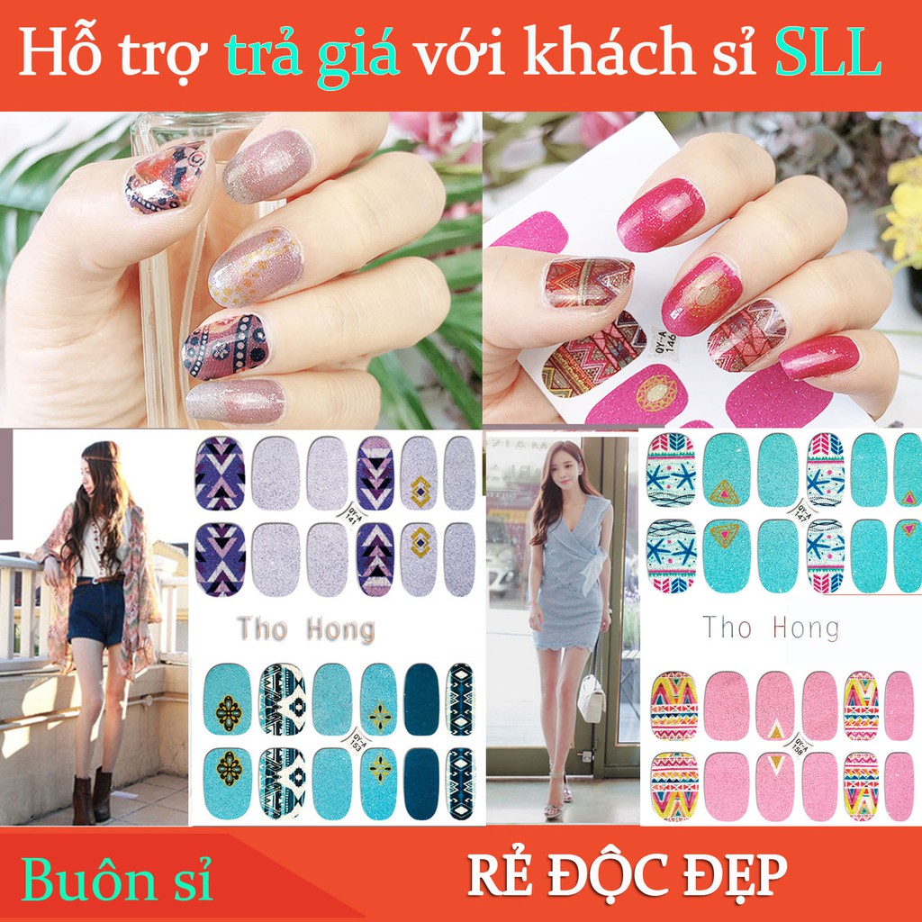 40 mẫu Miếng dán móng tay nail nhũ theo phong cách thời trang N06 mix mẫu