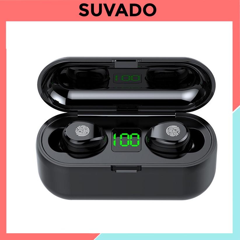 Tai nghe Bluetooth F9 TWS 5.0 bản không dây cảm ứng chống ồn chống nước, tích hợp sạc dự phòng 2000mAh