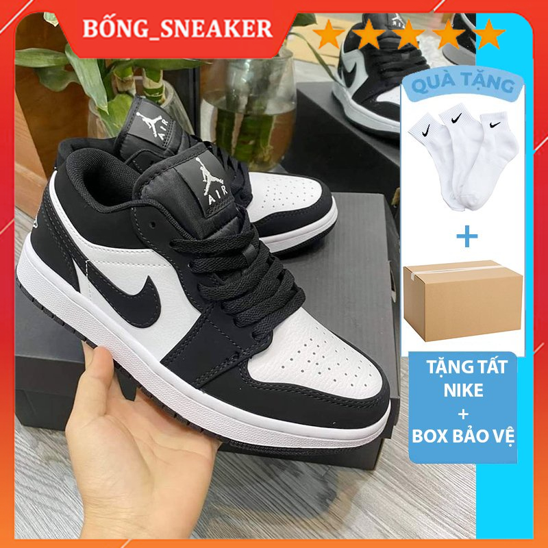 Giày jd1 thể thao nam nữ, giầy Jordan 1 low Panda cổ thấp đen trắng hàng cao cấp full box