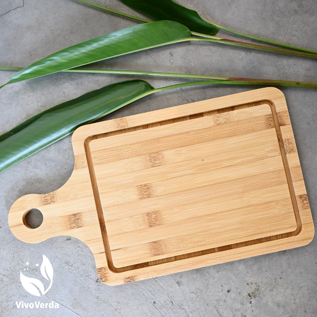 KHAY THỚT GỖ TRE DECOR HÌNH CHỮ NHẬT CÓ TAY CẦM TIỆN LỢI/ BAMBOO CUTTING BOARD HOME DECOR