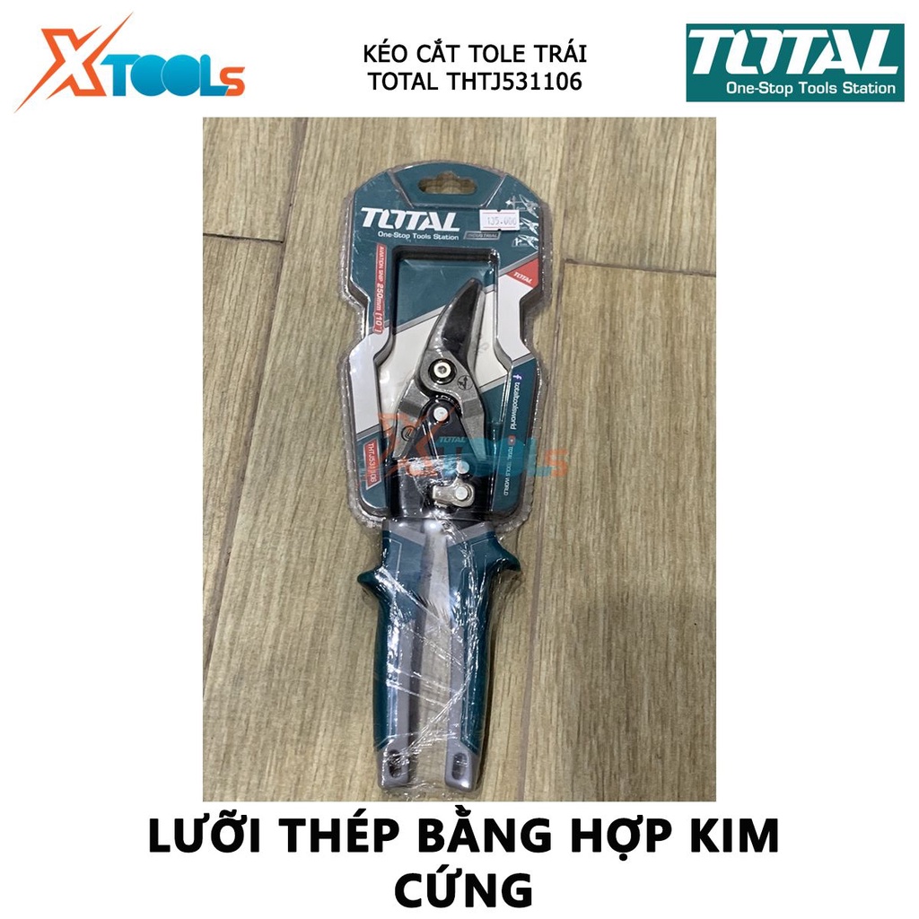 Kéo cắt tole trái TOTAL THTJ531106 | kéo cắt tôn chiều dài 250mm (10&quot;) độ dày cắt tối đa thép carbon ≤1,2mm thép không g