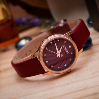 [Julius Official] Đồng hồ nữ Julius JA-1219 dây da đỏ